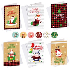 Set of 6 Christmas Cards with Envelopes, Mini Christmas Cards, Blank Folding Cards, Christmas Cards, Postcards, Comes with 6 Designs Merry Christmas (15 cm x 10 cm)