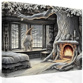 TYPTEK Winter Wonderland Gnome Wall Art Snowscape Winter Scene Decorations for Living Room Bathroom Bedroom Kitchen 12x16 inch