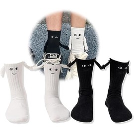 2 Par Calcetines Pareja Con Manitas Magneticos Regalo, Sosteniendo Mano Socks De Animal Novedad, calcetines divertidos, Calcetines Divertidos Magnéticos, Regalos Para Parejas,Niñas,Mujeres,Hombres