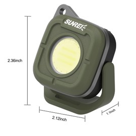 SUNREI Mini Portable LED Rechargeable Magnetic Work Light, 180° Rotating, 500LM, Bi -Color Temperature, Magnetic&Hook, IPX5 Waterproof for Camping, Car Repairing