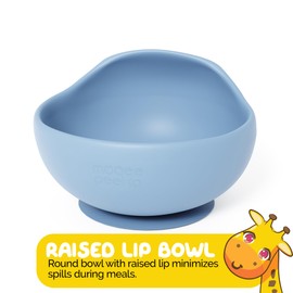 Muqee Peeko Bowl for Baby Food in Blue for Baby Bowls Boy Color with Suction Bowls for Baby and a Raised Lip Baby Bowl made with Safe Silicone Toddler Bowls
