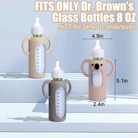 3 Pack Silicone Sleeves for Dr. Brown's Glass Bottles 8 OZ - Anti Breakage Baby Bottle Holder, Compatible with Dr. Brown's Glass Bottles for Babies with Handle (Other Products Cannot be adapted)