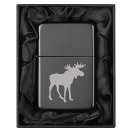 Lighter in Black Silk Lined Gift Box Moose (Black)