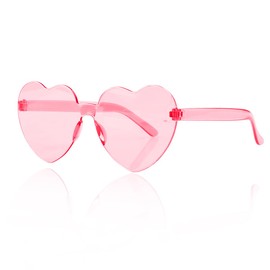 Tabanzhe Chic Retro Heart Shaped Sunglasses - Rimless Novelty Party Glasses, Fashionable Eyewear for Cosplay, Self-Driving, Fishing, Party, Beach Vacation and Other Scenes Pink