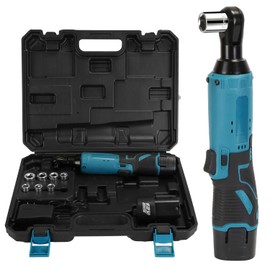 Moclever Cordless Ratchet Wrench Set, 3/8" 400 RPM 12V Power Electric Ratchet Driver with 7 Sockets, 2 Packs 1200MA Lithium-Lon Battery, Built-in LED light