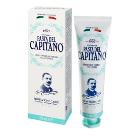 Pasta del Capitano 1905, Caries Protection Toothpaste, Ideal Solution for Comprehensive Protection Against Plaque and Caries, Antibacterial Effect, 100% Made in Italy, 75 ml Tube