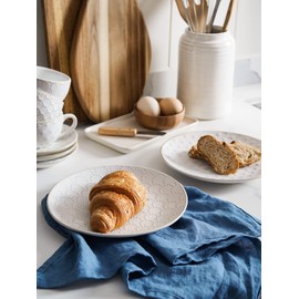 LE TAUCI Salad Plates 8 Inch, Ceramic Embossment Plate Set for Dessert Appetizer Small Dinner, Suit For Housewarming Wedding -Set of 4, Arctic White