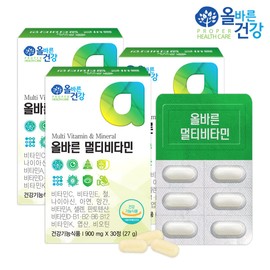 Olbareun Geongang 올바른건강 올바른 멀티비타민 900mg x 30정 3박스 Olbarun Health Olbarun Multivitamin 900mg x 30 tablets 3 boxes