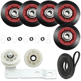 4392067 Dryer Repair Roller Kit (5 Wheels) -Repair Squealing Maytag/Duet whirlpool/whirlpool Cabrio &Kenmore Elite Dryers-with WPW10314173 Drum Roller,661570v Dryer Belt,279640 Idler Pulley