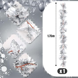 LATERN Silver Berry Christmas Garland, 175CM Flexible Artificial Berry Garland with Silver Glitter Berry and Holly Leaves for Christmas Winter Holiday New Year Fireplace Door Tree Decoration