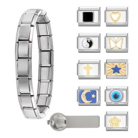 ITingstere Italian Charms 9mm Classic Type Italian Modular Charm with Tai Chi Butterfly Heart Handmade Bracelet DIY Module Italian Charm, No Gemstone