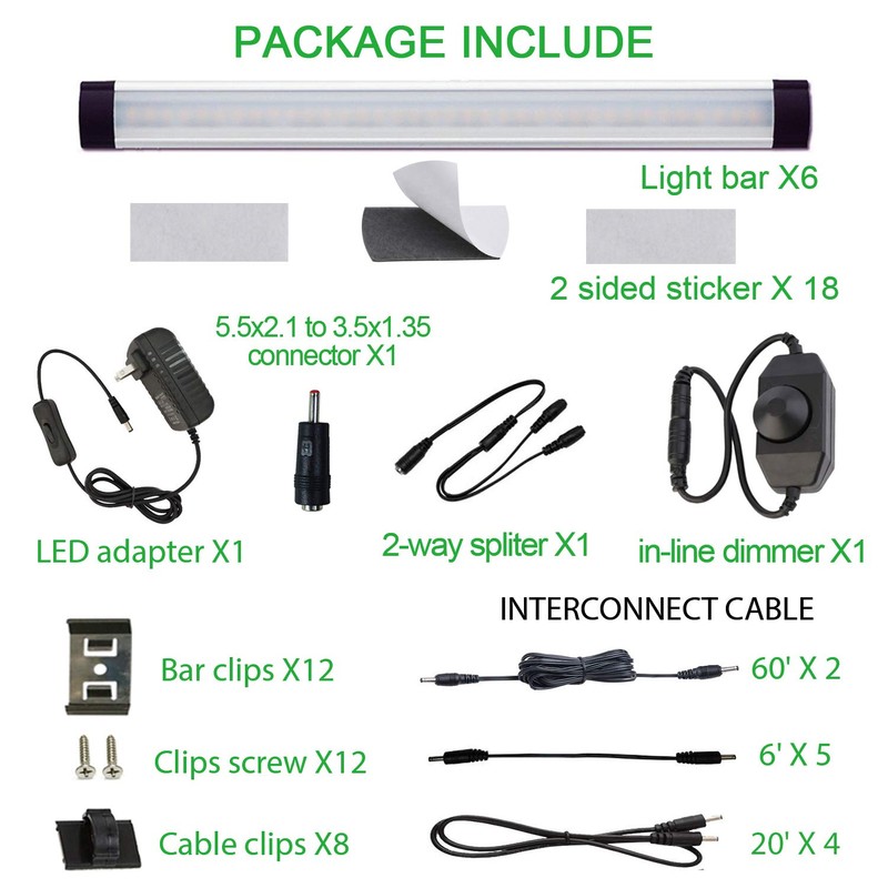 AIBOO LED Under Counter Light Rigid Bar Kit, Plug in