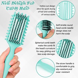 Lockenbürste für Locken, sanftes Entwirren & Styling ohne Ziepen, ergonomischer Griff, antistatisch, geeignet für Damen, Herren & Kinder, auch als haarbürste (Grün)