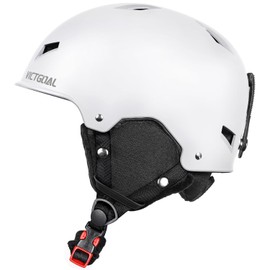 Victgoal Ski Helmet for Men Women, Good Ventilation Snowboard Helmet with Warm Earmuffs, Safety Adjustable Ski Helmet M/L Size for Skiing Snowboard Winter Sports (White, L: 59-61cm)