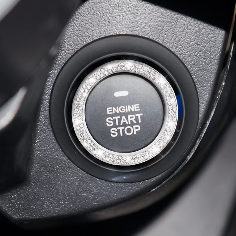 CGEAMDY 2 Pcs Car Push Start Button Crystal Rhinestone Cover/Sticker,