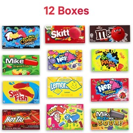 Movie Theater Candy Variety Pack - Candy Box of Milk Chocolate, Hard Candy, Gummies and More,12 Count
