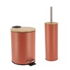 Terracotta Bathroom Set with Bamboo Lid - Matte Metal Trash