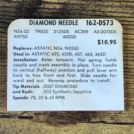 For Astatic Superb Needle Vintage New Old Stock Vinyl Record Player  Diamond Needle 162-DS73