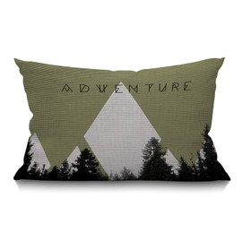 BGBDEIA Mountains Cushion Cover 12x20 Inch Adventure with Halftone Effect Hipster Typography Camping Rectangle Pillow Cases Home Decorative Cotton Linen Throw Pillow Cover for Bed Sofa 30 x 50 cm