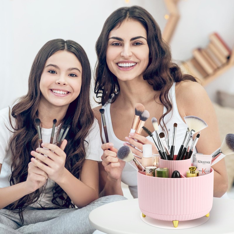 Top-spring 360° Rotating Makeup Organiser, Spinning Makeup Brush Holder with