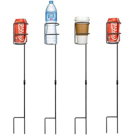 Sorbus Outdoor Beverage Heavy Duty Drink Holder Stakes, Set of 4- Holds a Variety of Beverages Sizes - Great for Beach, Picnics, Tailgating, and More