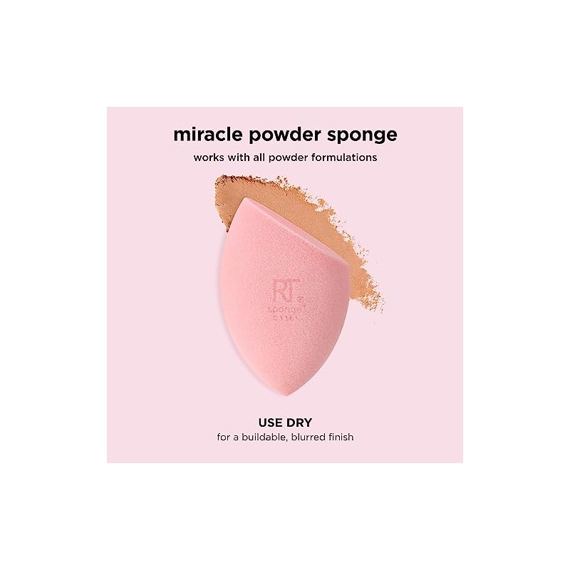 REAL TECHNIQUES, Esponja Miracle Powder, para Maquillaje en Polvo, Aplicacin