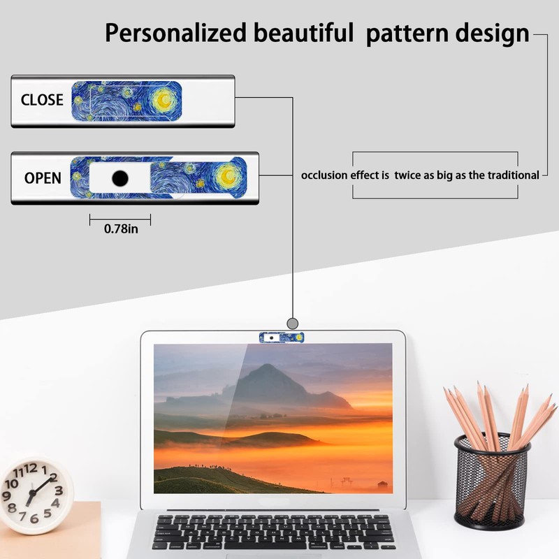 Webcam cover, 3 pieces, laptop camera cover, privacy shielding capacity