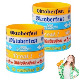 WUSJCOF 12 Stück Oktoberfest Armband Silikon Gummi Armbänder Partygeschenke Deko Accessoires (6 Designs)