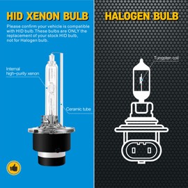 Sinoparcel D4S Xenon HID Headlight Bulbs - 6000K 35W High Low Beam 42402 66440 42402WX Replacement Lights- Pack of 2