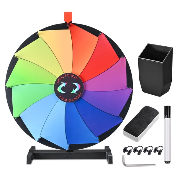 WinSpin 24" Heavy Duty Prize Wheel Dry Erase Fortune Spinning Wheel Game Carnival with Tabletop Stand 12 Slots Something Fun at Home, Breeze Wheel Series