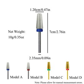 (C) 5Pcs Nail Drill Bits Set, Ceramic and Carbide Bits, Cuticle Efile, Two Way Rotate, for Acrylic Gel Nail Removal