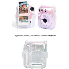 ASHATA Funda Protectora Transparente Colorida para Cmara Fuji Mini 12, Integrada en Bolsillo de Almacenamiento de Fotos, Correa