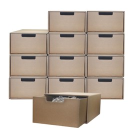 Cardboard shoe organizer boxes Socks, Underwear,Stationery,papers, Photos, file box shoe rack Office closet organizers and storage Warehouse Stackable Drawer Storage bins 13.7 x 9.7 x 5.5in 12 Pack