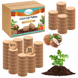 Legigo 100 Pcs 30mm Organic Coco Coir Pellets for Plants- Compressed Coconut Coir Potting Soil, Coco Fiber Pellets Coco Coir Soil for Planting, Garden, Bonsai, Herbs, Flower & Vegetables