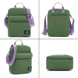 Kalesi Small Canvas Crossbody Bag and Purse Set for Girls and Women (Grass green)