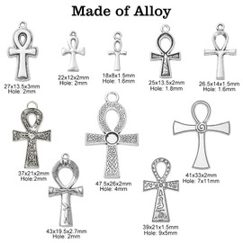 UR URLIFEHALL 50 Pcs Ankh Cross Charms Antique Silver Cross Charm Bronze Ankh Pendant for Jewelry Making DIY Bracelet Necklace