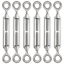 Pack of 6 M6 Rope Tensioners Stainless Steel 304 Turnbuckle Wire Tensioner Adjustable Turnbuckle Eyes and Eyes for Tensioned Rope to Sharpen and Elastic Effect Regulate Rope Accessories