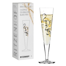 RITZENHOFF 1079015 Champagne Glass 200 ml - Brilliant Night Series - Celebration Glass 2025 with Real Gold - Made in Germany