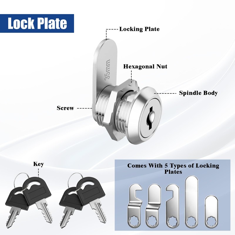 Dalephoric Pack of 2 Letterbox Lock, 16 mm, Locker Lock