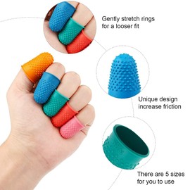 CAVLA 20 Pieces Rubber Fingers Tip Pads Grips, Non-slip Latex Finger Cots Assorted Sizes Reusable Fingertip Protector, for Money Counting Collating Writing Sorting Task Hot Glue and Sport Games
