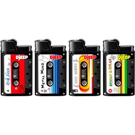 DJEEP Pocket Lighters, Limited Edition Mixtape Collection, Textured Unique Lighters, 4 Count Pack of Disposable Lighters