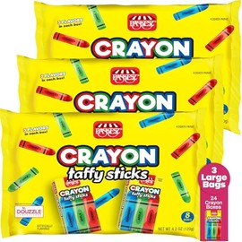 DOUzzle Valentines Day Sweet Treats, Edible Crayons Taffy Sticks Candy for Marines MRE, Funny Gag Gift & School (8 Count, 3 Pack) Individually Wrapped, Party Favor - Kosher