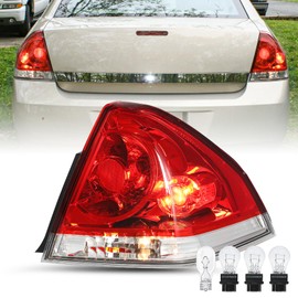 JSBOYAT Halogen Taillights Fits for 2006-2013 Chevy Impala Outer Tail Light w/Bulbs Rear Light Assembly OE Direct Replacement Brake Tail Lamp Right Passenger Side 25971598 GM2801193