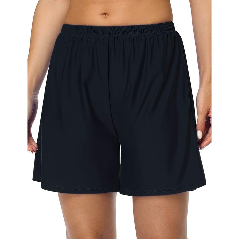 Firpearl - Pantalones cortos de baño deportivos para mujer, Negro