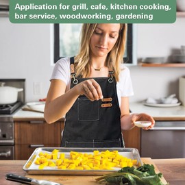 JINSHANGTOPK Chef Apron, Aprons for Men, Adjustable Strap Cotton Canvas Cross Back Apron with Large Pockets for Women and Men Kitchen Cooking Baking Bib Apron(Black)