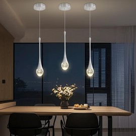 ykolupty Mini Chandelier Modern Crystal Pendant Light LED Dimmable Crystal Ceiling Pendant Lighting for Kitchen Island Dining Room Hallway Bedroom (Silver 1 Pack)