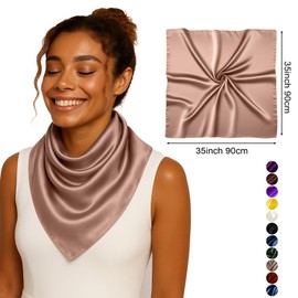 PoeticEHome Mulberry Silk Head Scarf for Women - 35x35 Inch Solid Color Sleeping Hair Wrap, 6A Grade Anti-Frizz Growth Bandana, Gift Ready