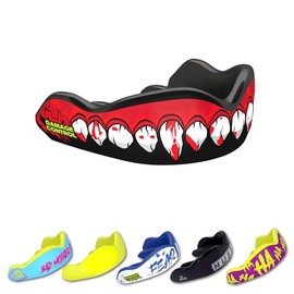 DAMAGE CONTROL High Impact Mouth Guard, Mouthguards for Sports, Boxing, Roller Derby, Hockey, Lacrosse Mouth Guard, Mouth Guards with Ultra Fit and Protection Against Shock (Adult, Bleeding Fangs)