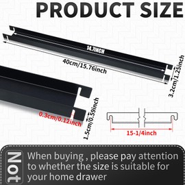 Peryiter 6 Pcs Front to Back Rails Lateral Drawer Hanging File Bar Black File Cabinet Rails Stainless Steel Cabinet Parts for Sides Letter Size Folders Storage Organizer, 15.76'' Long