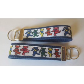 Grateful Dead inspired 6" Keychain Key Fob Wrist Strap Ring Rock Music Gift Bear